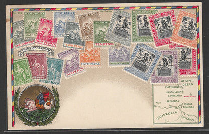 Picture Post Card Stamps on stamps Embossed,  Barbados , Mint - GGG00420