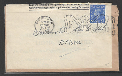 Great Britain Postally used Paper Economy Cover with Bell Cancellation, 1947 - GGG00426