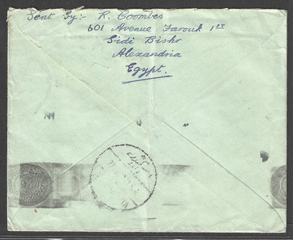 Egypt to England postally used Airmail Cover with Multiple stamps , 1942 - GGG00434