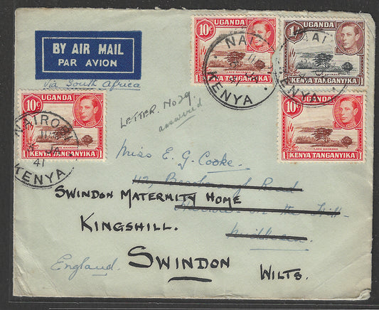 South Africa to England Postally used Airmail Cover, 1941 - GGG00442