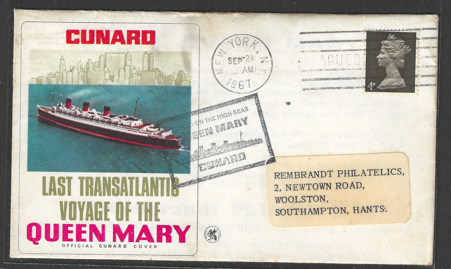 Great Britain GB 1967 Cunard Cover Queen Mary Last Voyage Ships - GGG00457