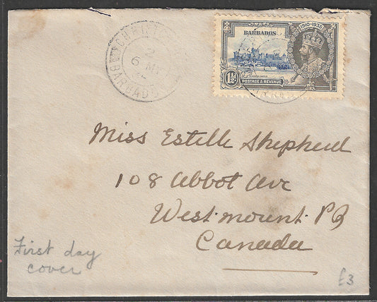 Barbados FDC Postally used Cover to Canada , 1935 - GGG00461