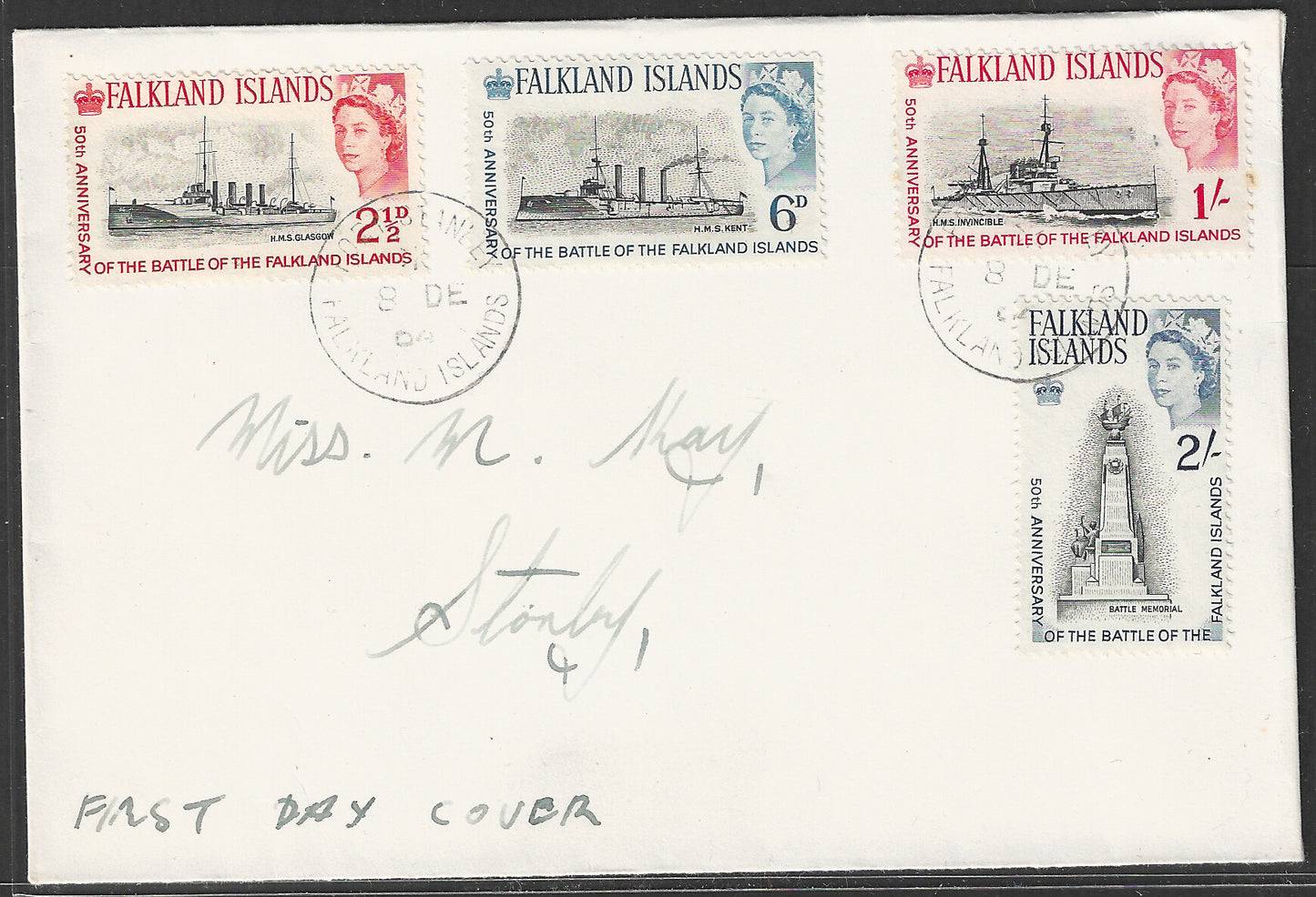 Falkland Islands 1962 FDC - Q E II , Ship and Light House , 1962 - GGG00463