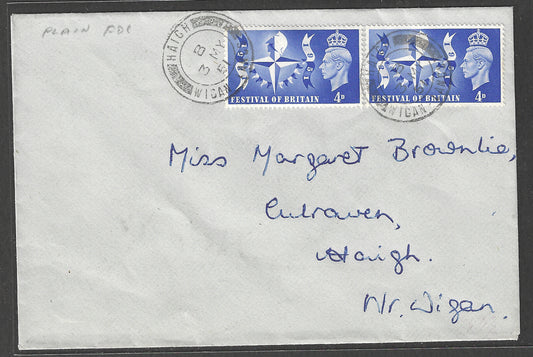 Great Britain Stamps FDC Festival of Britain, Postally used with 2 Covers , 1951 - GGG00472/3
