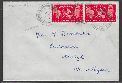 Great Britain Stamps FDC Festival of Britain, Postally used with 2 Covers , 1951 - GGG00472/3