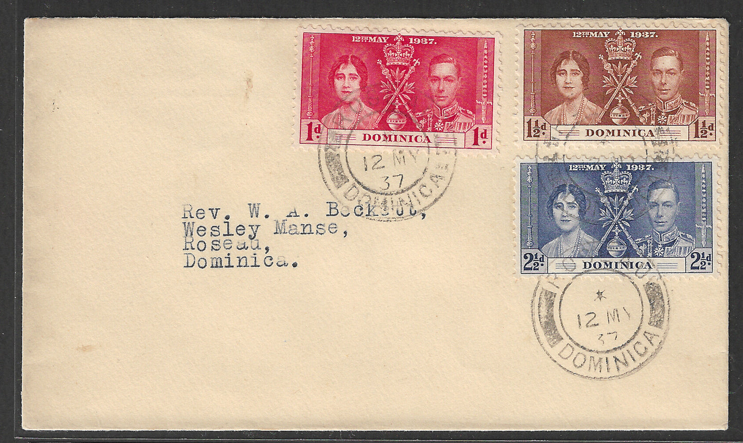 Dominica stamps FDC - Coronation set of Values , 1937 - GGG00478
