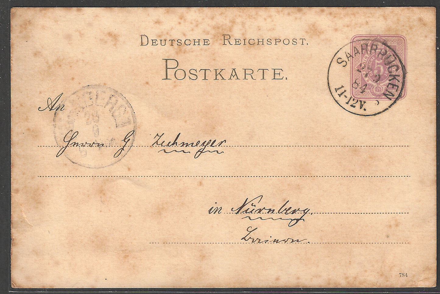Germany Postally used Post CArd , 1884 - GGG00485