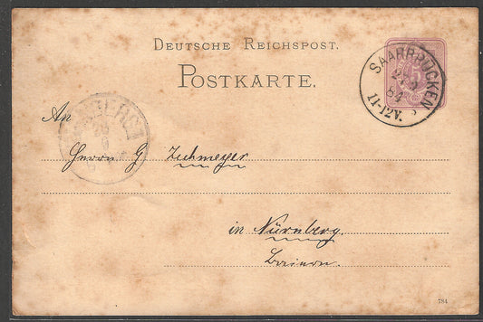 Germany Postally used Post CArd , 1884 - GGG00485