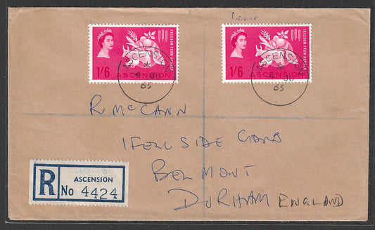 Ascension stamps FDC - Freedom from Hunger, 1963 - used via Reistered Post to england - GGG00492