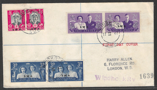 South West Africa Overprint ( S W A ) - Royal visit , Complete set , 1947 to London  - GGG00499