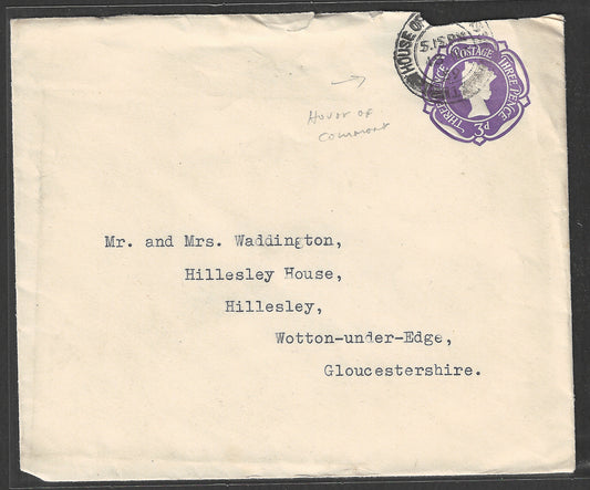 Great Britain Postal Stationary of Queen from House of Commons , 1959   - GGG00505