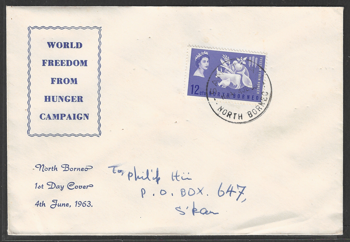 North Borneo stamps - FDc - World Freedom from Hunger Campagin Cover , 1953  - GGG00508