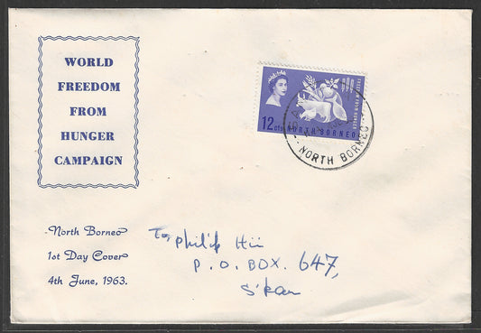 North Borneo stamps - FDc - World Freedom from Hunger Campagin Cover , 1953  - GGG00508