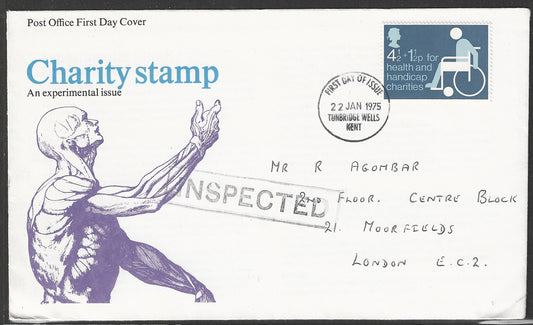 Great Britain FDC - Charity stamps with Inspected Catchet  1975 - GGG00543