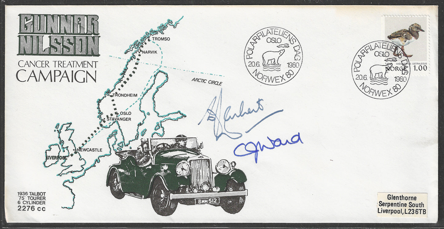 Norge - Cover - Gunnar Nilsson Cancer Treatment Campagin with 2 Autograph , 1980 - GGG00546