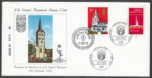 Great Britain - 7th Singal Regiment stamp Club Combiationao of GB amd Germany stamps on Cover , 1972 - GGG00556