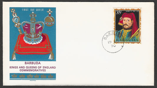 Barbuda - FDC Kings and queens of England commemoratives, 1970  - GGG00561