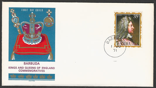 Barbuda - FDC Kings and queens of England commemoratives, 1971  - GGG00562