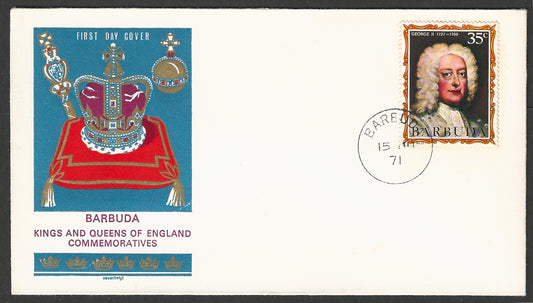 Barbuda - FDC Kings and queens of England commemoratives, 1971  - GGG00563
