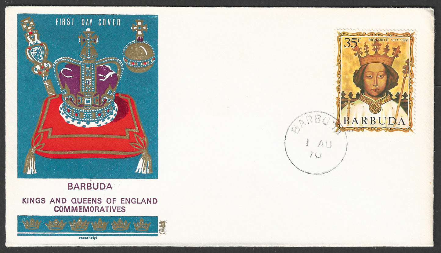 Barbuda - FDC Kings and queens of England commemoratives, 1970  - GGG00567