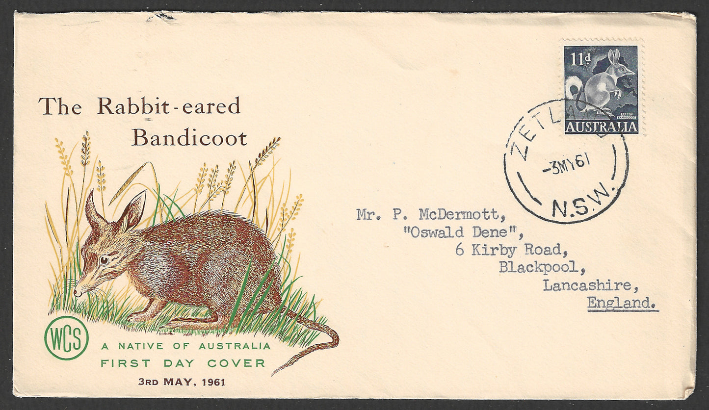 Australia FDC - The Rabbit eared Bandicoot, 1961  - GGG00588