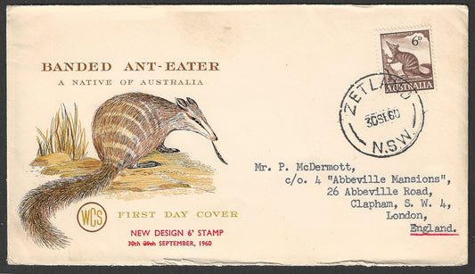 Australia FDC - 1Banded Ant Eater - A NAtive of Australia Animals, 1960  - GGG00596