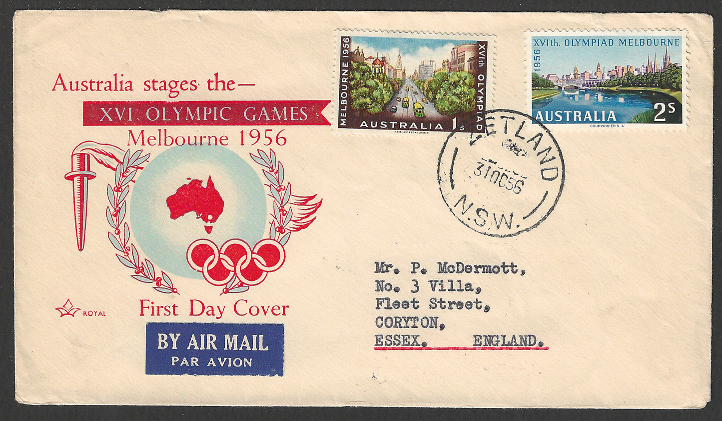 Australia FDC - Australia Stages the XVI Olympic games, Melbouren , 1956  - GGG00597