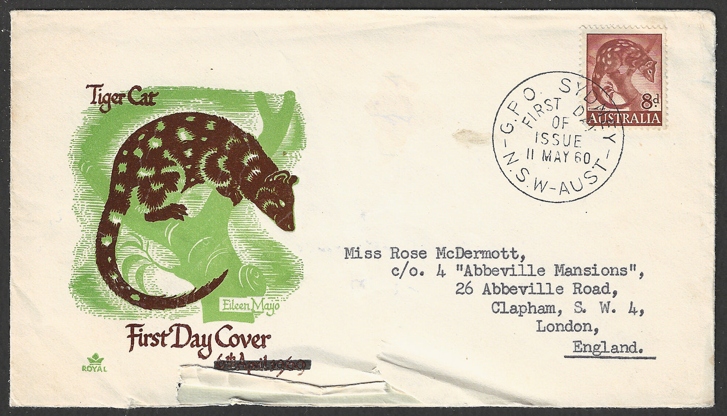 Australia FDC - Tiger Cat ,   1960 - GGG00601