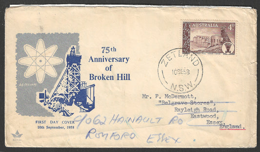 Australia FDC - 75 th Anniversary of Broekn Hill , 1958 - GGG00613