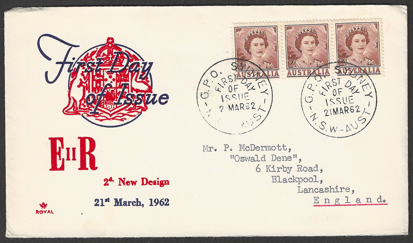Australia FDC -E II R 2nd New Design, 1962 - GGG00622