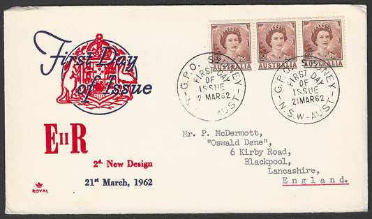 Australia FDC -E II R 2nd New Design, 1962 - GGG00622