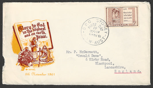Australia FDC - Glory to God in the highest and on earth peace, 1961 - GGG00628