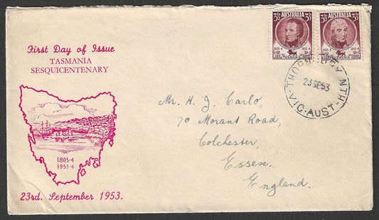 Australia FDC - Tasmania Sesquicentenary, 1953 - GGG00631
