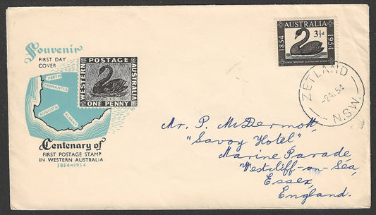 Australia FDC - Souvenir - Centenary of Western Australia, Swan, 1954- GGG00633