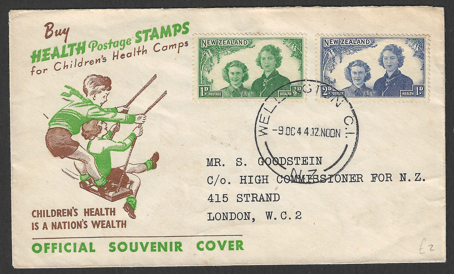 New Zealand stamps FDC - Childre's Health is a Nation's wealth - 1944 - GGG00642