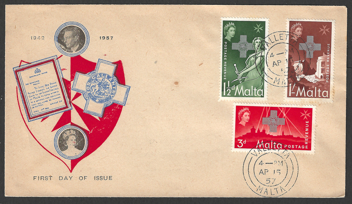 Malta stamps FDC - Complete set - George Cross , 1957 - GGG00655