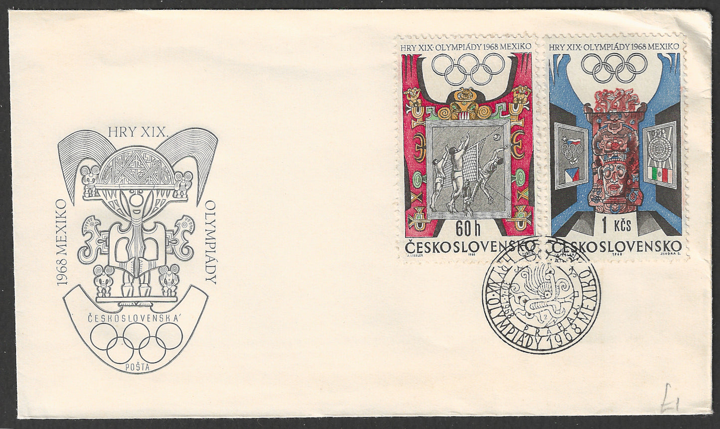 Ceskoslovensko stamps FDc - Olympic, 1968 - GGG00656