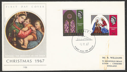 Gibraltar stamps FDC - Christmas 1967 - GGG00659