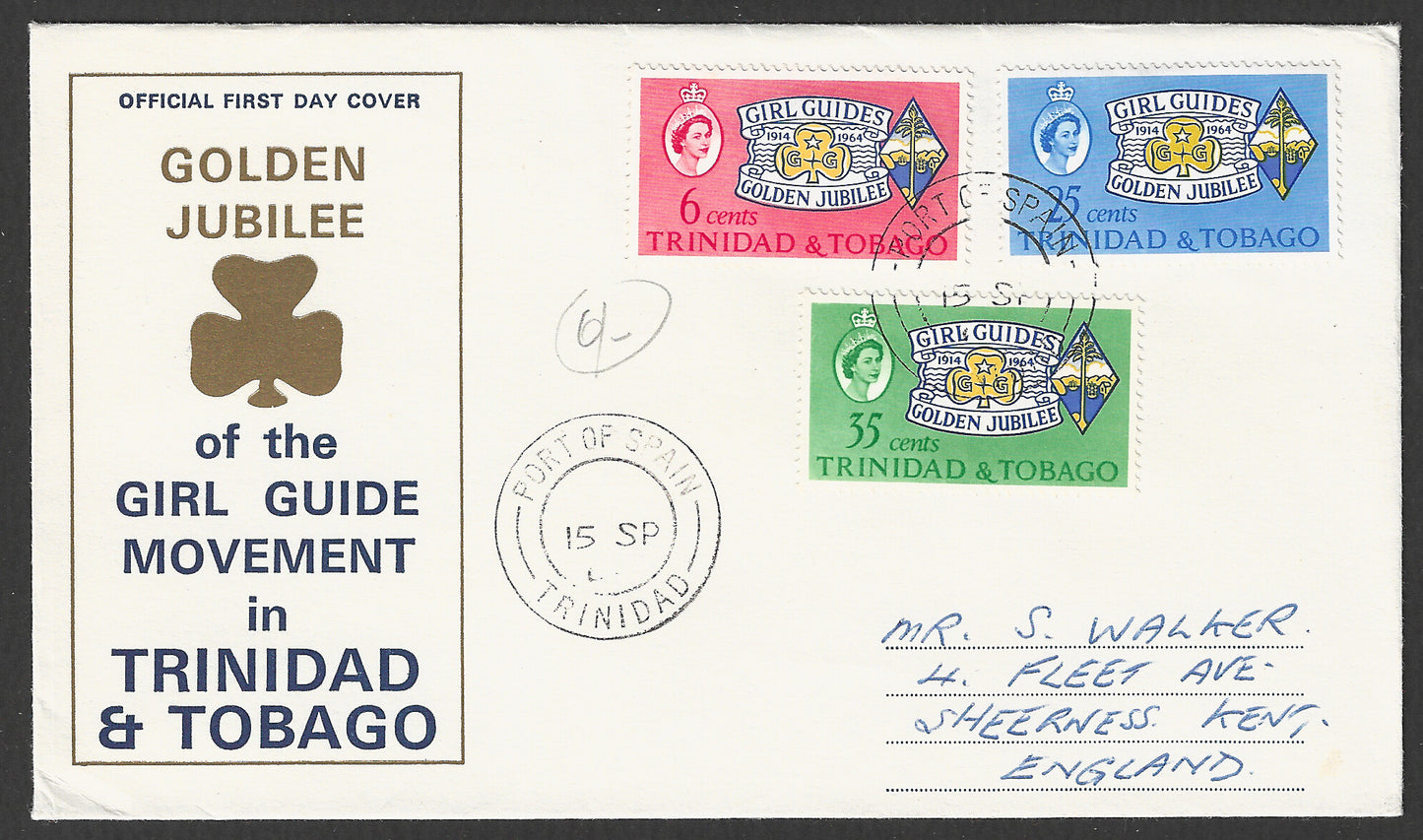 Trinidad and Tabago stamps FDC - Golden jubilee of the Girl Guide Movement , 1964 - GGG00660