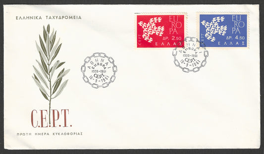 Greece stamps FDC - Europa set of 2 Values, 1961 - GGG00662
