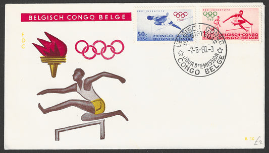 Belgium Congo stamps FDC - Olympic set of 2 Values , 1960 - GGG00667