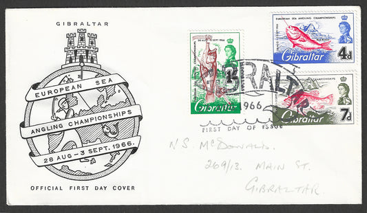 Gibraltar stamps FDC - European Sea Angling Champioships , 1966 - GGG00677