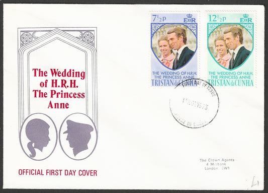 Tristan da Cunha FDC Stamps - The wedding of H R H The Princess Anne, 1973 - GGG00681