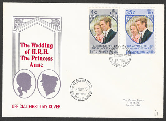 British Solom Islands FDC Stamps - The wedding of H R H The Princess Anne, 1973 - GGG00682