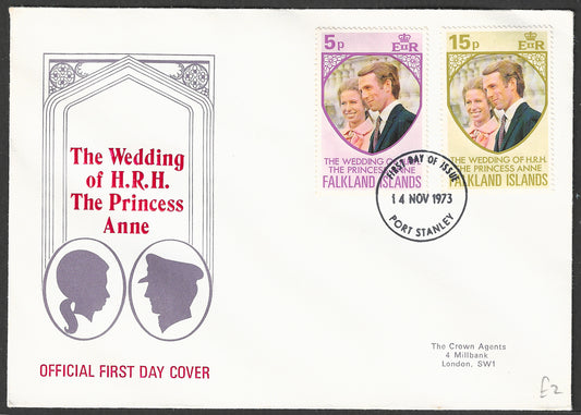 Falkland Islands FDC Stamps - The wedding of H R H The Princess Anne, 1973 - GGG00683