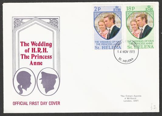 St. Helena FDC Stamps - The wedding of H R H The Princess Anne, 1973 - GGG00685