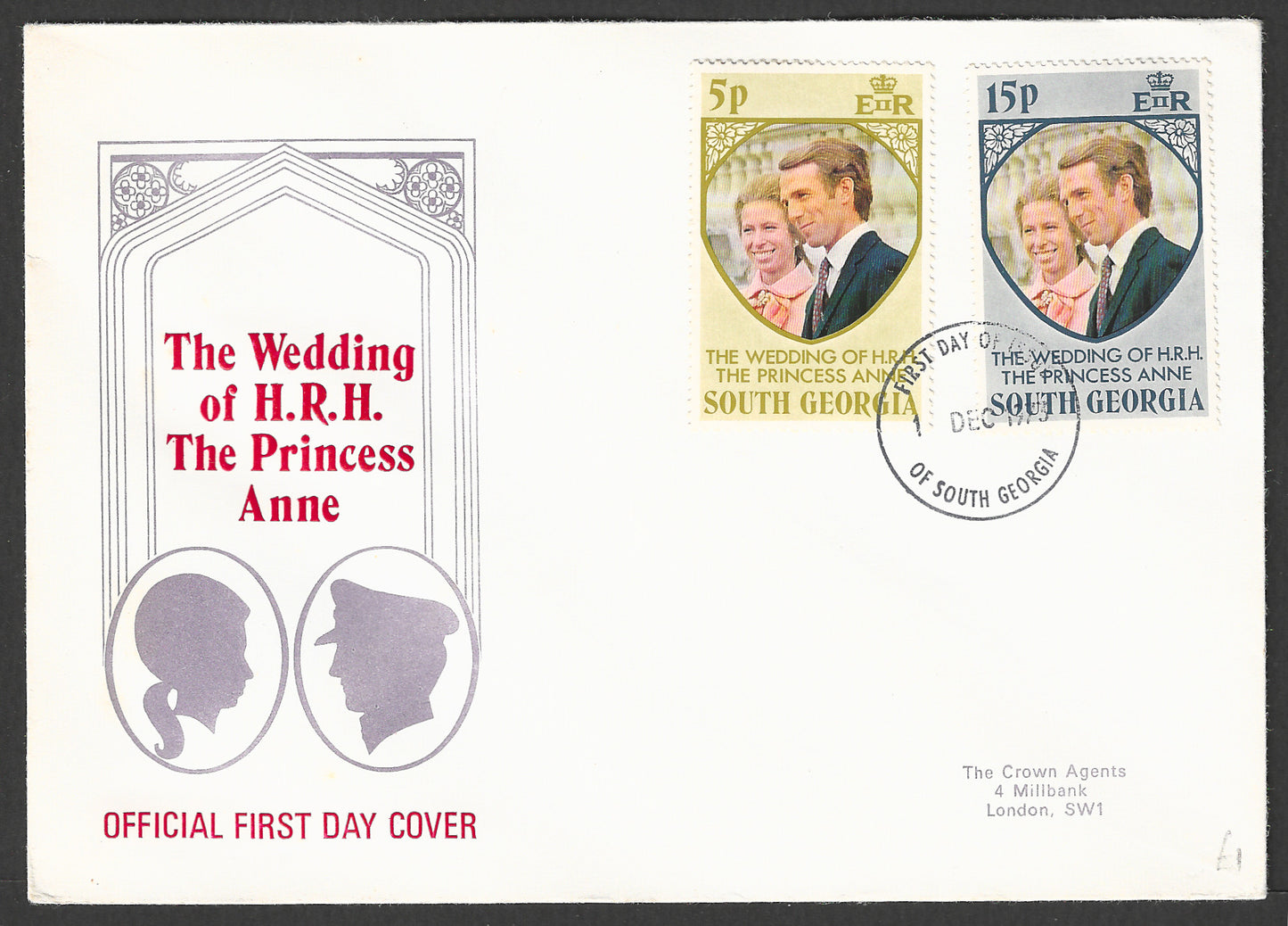 South Georgia FDC Stamps - The wedding of H R H The Princess Anne, 1973 - GGG00686