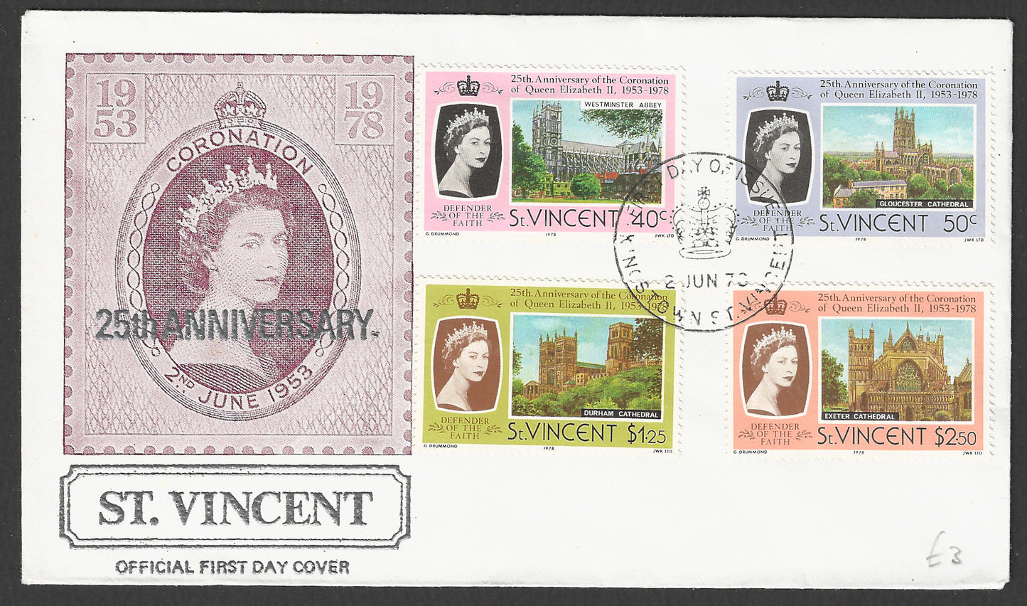 St. Vincent stamps FDC - 25th Anniversary of Coronation, 1978 - GGG00692