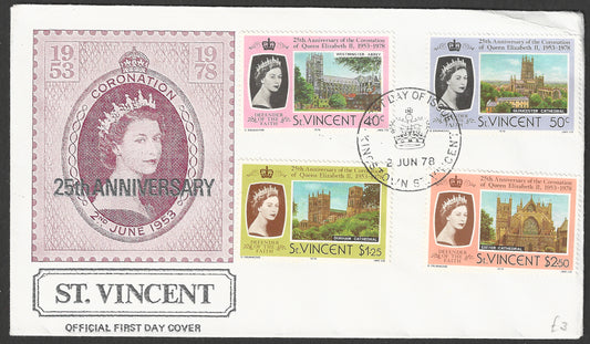 St. Vincent stamps FDC - 25th Anniversary of Coronation, 1978 - GGG00693