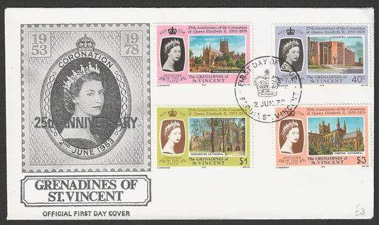 The Grenadines of St. Vincent stamps FDC - 25th Anniversary of Coronation, 1978 - GGG00698